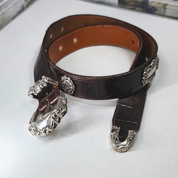 Vintage Brighton Silver on Brown Belt - Picture 1 of 6